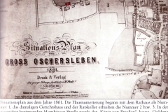 1861 - Stadtplan von Oschersleben mit kath. Kirche