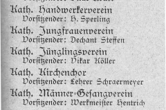 1930 - kath. Vereine (Adressbuch OC) 1930